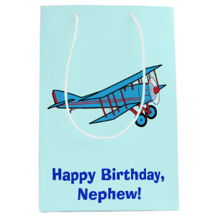 Sacola Para Presentes Média Sobrinho do feliz aniversario com avião