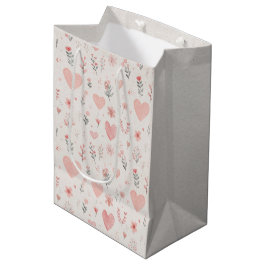 Sacola Para Presentes Média Soft Hearts Floral Gift Bag