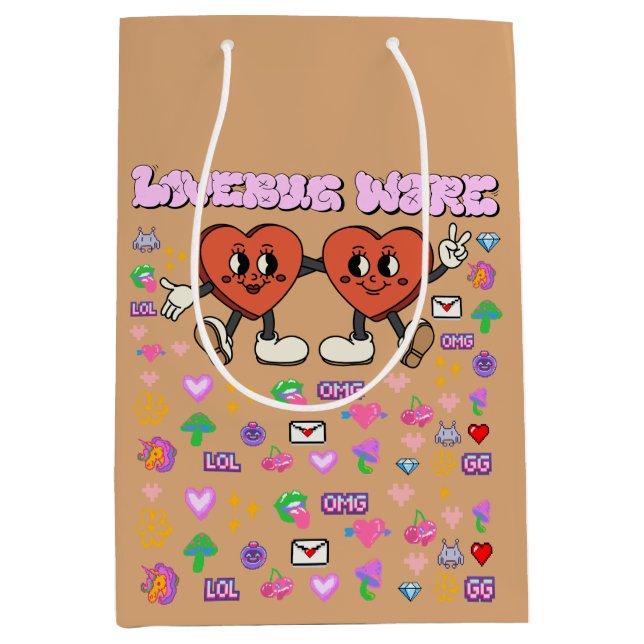 Sacola Para Presentes Média Software lovebug personalizado de namorados (Frente)