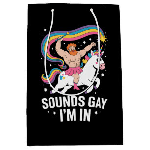 Sacola Para Presentes Média Som Gay Estou Em Homem Vestindo Saia Unicórnio LGB