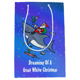 Sacola Para Presentes Média Sonho Com Um Excelente De Natal De Tubarão Branco