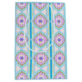 Sacola Para Presentes Média Sonho Pastel Boho Geométrico Kaleidoscópio