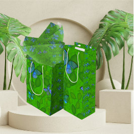 Sacola Para Presentes Média Sonhos da Floresta Tropical Borboleta Vine Todos o