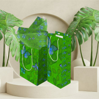 Sacola Para Presentes Média Sonhos da Floresta Tropical Borboleta Vine Todos o