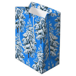 Sacola Para Presentes Média Sonhos de Árvore Gelada Floresta Nevada