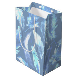 Sacola Para Presentes Média sonhos doces - penas de cianotipia em aquarela :