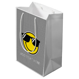 Sacola Para Presentes Média Sorria Emoji Happy Face Sunvidles Gingham Legal