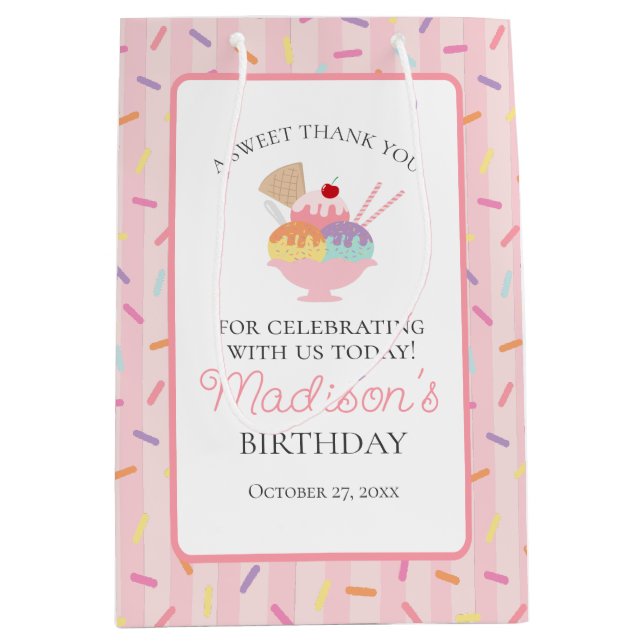 Sacola Para Presentes Média Sorvete Sundae Heres, o Aniversário da Coop (Frente)