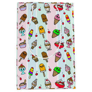 Sacola Para Presentes Média Sorvete Whimsic Cartoon Aniversário