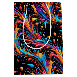 Sacola Para Presentes Média Splash de Tinta Vibrante Selvagem