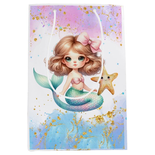 Sacola Para Presentes Média Splish Splash Sereid Play Party Gift Bag (Frente)