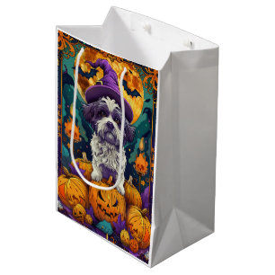 Sacola Para Presentes Média Spooky Shih Tzu Dog Halloween Bruxelles E Pumpkin