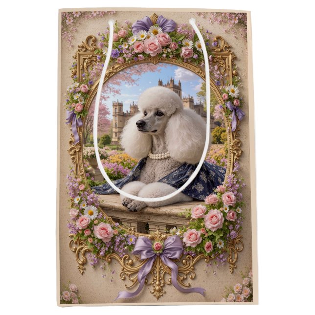 Sacola Para Presentes Média Spring Is In The Air, Poodle  (Frente)