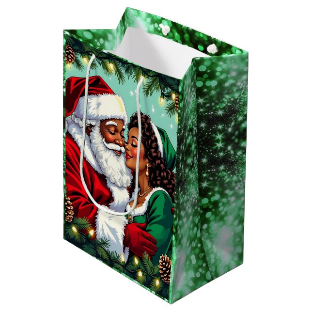 Sacola Para Presentes Média Sr e Sra Papai Noel Doce Natal  (Frente inclinada)