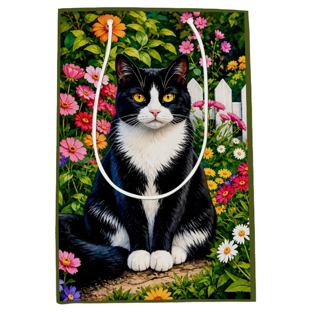 Sacola Para Presentes Média Srta. Zina, gato  (Frente)