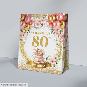 Sacola Para Presentes Média Ssofisticado Dourado Número 80 de Aniversário Bag