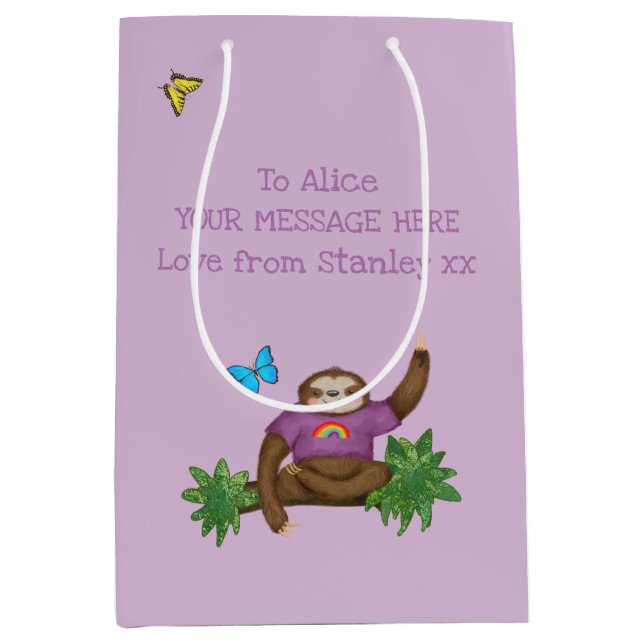 Sacola Para Presentes Média Stanley Sloth, bolsa de presente personalizada rox (Frente)