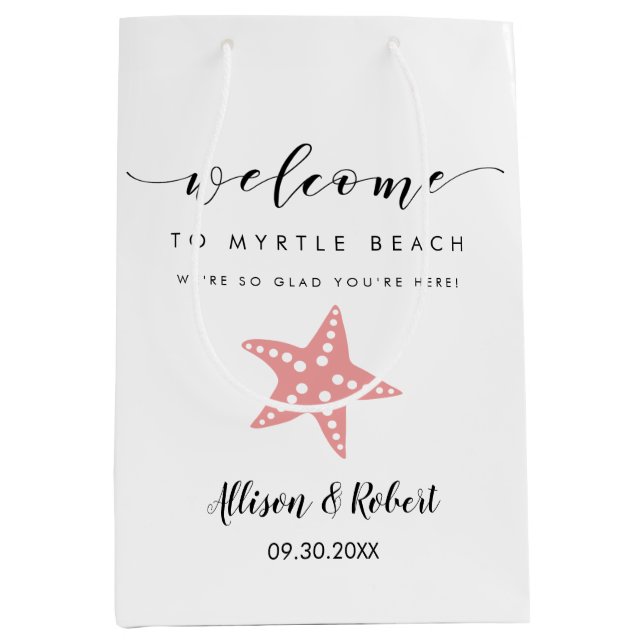 Sacola Para Presentes Média Starfish Welcome Bag, convidados do casamento de d (Frente)