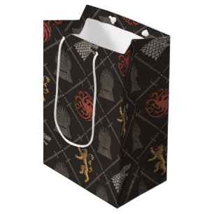 Sacola Para Presentes Média Stark, Lannister, Targaryen, Padrão de Trono de F