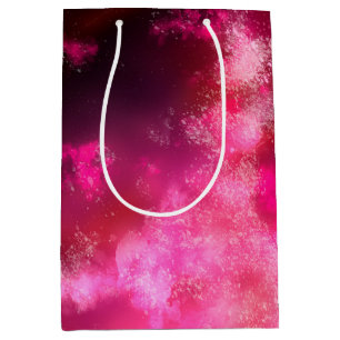 Sacola Para Presentes Média StarNight Sky Pink Flare Birthday Gift Bag