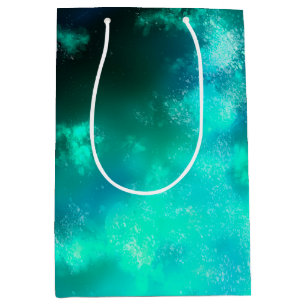 Sacola Para Presentes Média Starry Night Sky Emerald Green Birthday