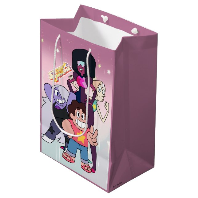 Sacola Para Presentes Média Steven Universe | Grupo Crystal Gem Pose (Frente inclinada)