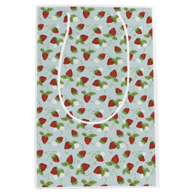 Sacola Para Presentes Média Strawberry Floral Whimsical Gift Bag (Frente)