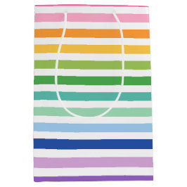 Sacola Para Presentes Média Stripe Arco-Íris Vibrante com Cores Negrito