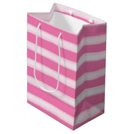 Sacola Para Presentes Média Stripes Rosa de Praia de Aquarela