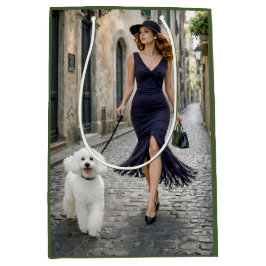 Sacola Para Presentes Média Strolling Italy, Poodle 