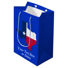 Sacola Para Presentes Média Sua cor/texto Estado do Texas Sinalizador Azul e V