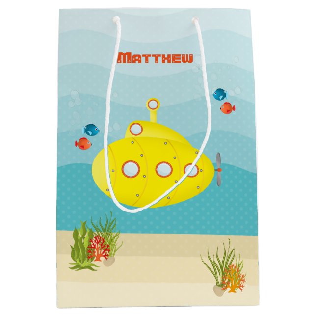 Sacola Para Presentes Média Submarino Amarelo Profundo (Frente)