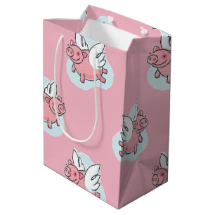 Sacola Para Presentes Média Suínos Voadores Novo Bebê Escolha a cor M Gift B