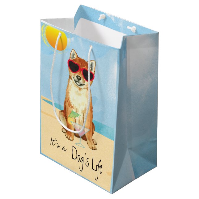 Sacola Para Presentes Média Summer Shiba Inu (Frente inclinada)