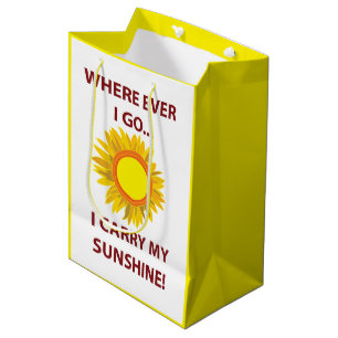 Sacola Para Presentes Média Sun Sunflower Sunshine Sun