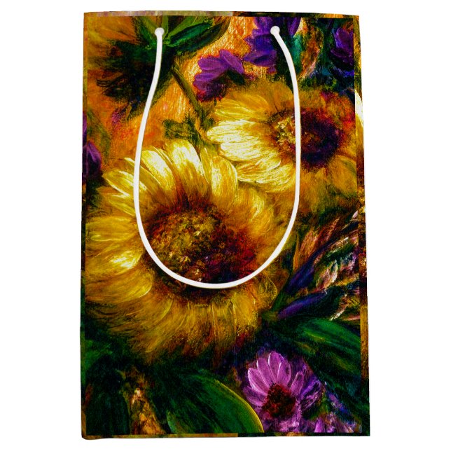 Sacola Para Presentes Média "Sunflower Gold" (Frente)