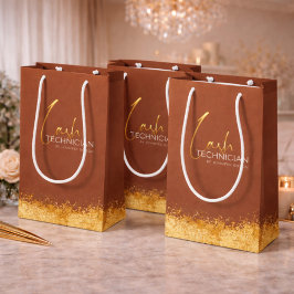 Sacola Para Presentes Média Suntuoso Kit de Cílios Dourado e Marrom