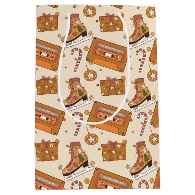 Sacola Para Presentes Média Superfloral Retro Christmas Joy (Frente)