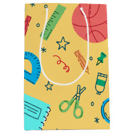 Sacola Para Presentes Média Suprimentos amarelos de volta às aulas