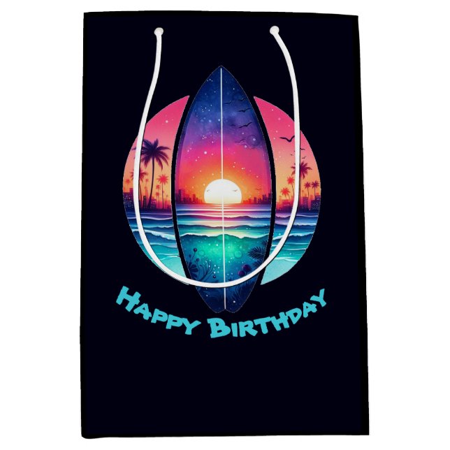 Sacola Para Presentes Média Surfboard no Sunset (Frente)