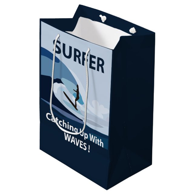 Sacola Para Presentes Média Surfer Beach Surfing (Frente inclinada)