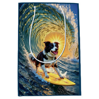 Sacola Para Presentes Média Surfing Border Collie