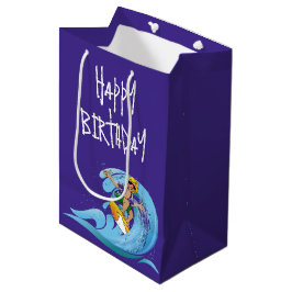 Sacola Para Presentes Média Surfista de Aniversário na Onda