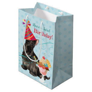 Sacola Para Presentes Média Sweet Birthday Scottish Terrier