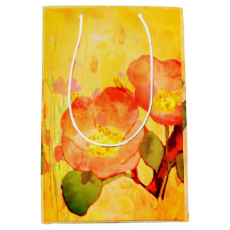 Sacola Para Presentes Média Sweet Briar Yellow Pinks Floral Gift Bag