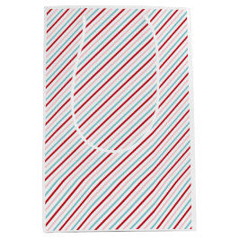Sacola Para Presentes Média Sweet Candy Stripe Red Pink Blue Holiday/Bday