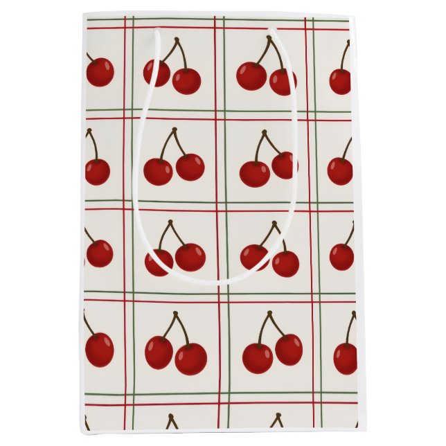 Sacola Para Presentes Média 🎁 Sweet Cherry Holiday Gift Wrap Collection (Frente)