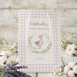 Sacola Para Presentes Média Sweet Lilac Gingham Baby Goose Baby Shower LPM26