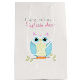 Sacola Para Presentes Média Sweet Owl Birthday