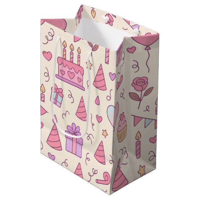 Sacola Para Presentes Média Sweet Princess Party Celebration Pattern (Frente inclinada)
